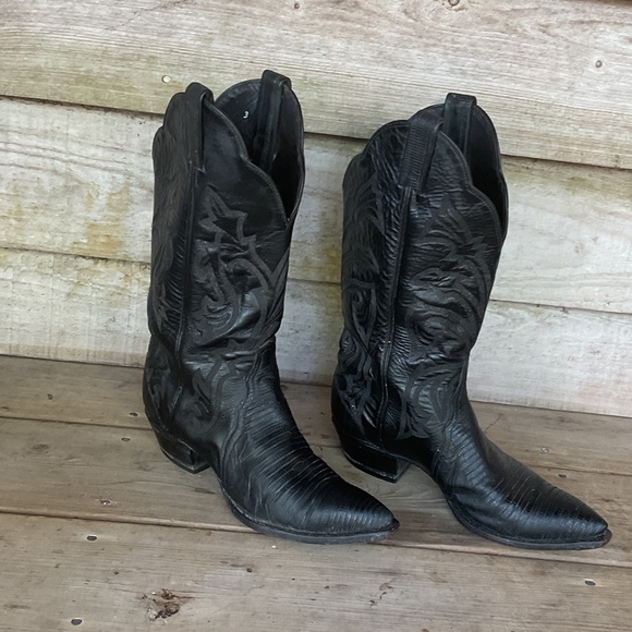 Vintage Tony Lama Black Tegu Style #1266 - Picture 2 of 6